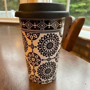 Longaberger pottery cup with lid